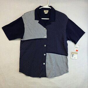 Vintage Teddi Button Down Shirt S Multi Deadstock Dot Patchwork Casual Vacation